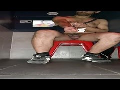 Naked slammer in adult bookstore booth sucking gh cock.