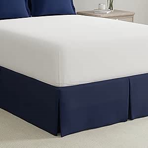 Bed Maker’s Never Lift Your Mattress Bed Skirt, Designed for Box Spring Beds, Split Corners, 14 Inch Drop Length, Twin, Navy