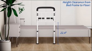 Bed Rails for Elderly Adults Safety - ASTM Approved Adjustable Bed Cane with Non-Slip Ergonomic Handle & Storage Pocket, 400 LBS Stable Bed Assist Rails for Seniors, Tool-Free, Model