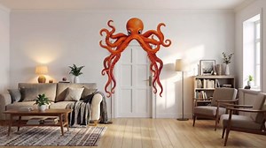 Novabright Under The Sea Party Decorations Giant Octopus Decor Door Banner Ocean Classroom Decor Sea Nautical Wall Art Birthday Photo Prop Backdrop Supplies for Home Indoor Window Office