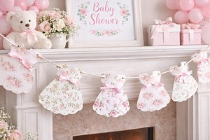 Floral Baby Dress Garland, Pink Bows, Shabby Chic Baby Shower Decor - Etsy Canada
