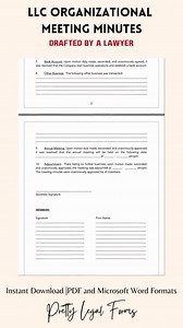 LLC Organizational Meeting Minutes Template, Limited Liability Company First Meeting of Members Resolution Form, Instant Digital Download - Etsy