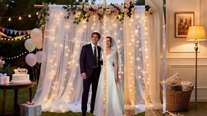 Ledido 10×8ft White Tulle Backdrop Curtains with Lights(4 Panels 5×8ft) | 600LED Fairy Lights White Sheer Curtain Backdrop for Wedding Baby Shower Photo Shoot Birthday Party Decoration
