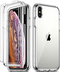 COOLQO Compatible for iPhone Xs Max Case with Screen Protector, Clear
