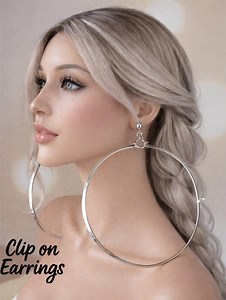 Oversized Stainless Steel Clip on Hoop Earrings - 6.5" Statement Jewelry - Etsy