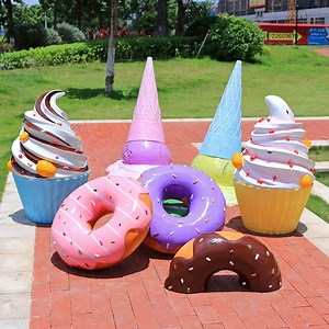 [Hot Item] Simulation Glass Fiber Reinforced Plastic Ice Cream Sculpture Fiberglass Sculpture Donut Cone Milk Tea Outdoor Decoration Ornaments