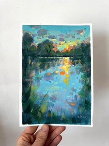 Original abstraktes impressionistisches Landschaftsgemälde moderne Wandkunst Dekor signiert Kunstwerk 20x15 cm - Etsy.de