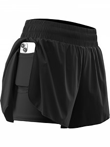 NELEUS Womens 2 in 1 Workout Yoga Shorts for Athletic Gym Running Casual Summer Short with Pocket,Black,US Size XL