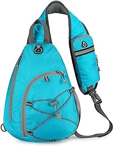 Sling Backpack Large Sling Bag Crossbody Daypack Lightweight Hiking Pack Chest Bag With Front Pocket For Women Men Travel-Cyan