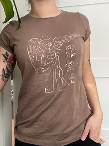 Hand Bleach Painted T-shirt - Medieval Angel and Roses - Etsy Australia