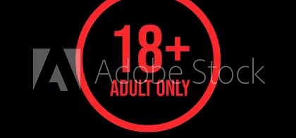 18 plus only sign symbol Adult Only Headline Animation with alpha channel on black background