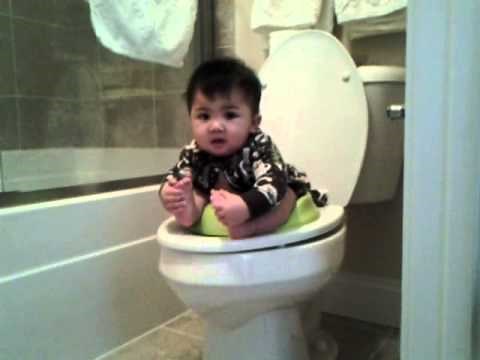 Baby Pooping in Toilet (Infant Potty Training)