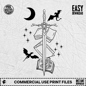 Romantasy Book Dragon Sword PNG: Fantasy Romance Art (Digital Download)