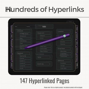 Digital Dnd Player Journal | Goodnotes Dark Mode Dungeons and Dragons Hyperlinked Campaign Notes | Character Sheet | 2014 & 2024 Night Shift - Etsy