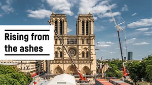 On April 15, 2019, a major fire destroyed large parts of Notre-Dame in Paris. The entire roof was destroyed and the crossing tower on top of it collapsed burning into the nave. ⛪ Shortly after the fire, work began on rebuilding the church. Our cranes were involved right from the start. 💪 #liebherr | LiebherrConstruction