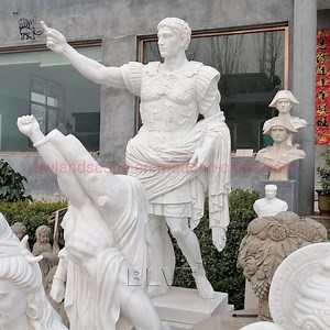 [Hot Item] Blve Factory Large Outdoor Garden Decoration Handcarved Famous Roman Augustus Sculpture Life Size White Marble Julius Caesar Statue