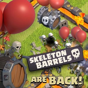 996K views · 4.3K reactions | Larry, Harry, Terry and a dozen friends heading for the nearest buildings in a barrel of bones!  Skeleton Barrels are back this Clash-O-Ween for a limited time!  | Clash of Clans | Facebook