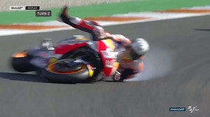 810K views · 2K shares | The first mistake of the #FinalShowdown weekend from one of the title contenders!  Marquez racks up his 26th crash of the season! | MotoGP | Facebook