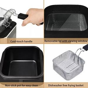 [Hot Item] Mini Deep Fryer 2.5L with Frying Basket Oil-Less Cooker Electric Frying Oven