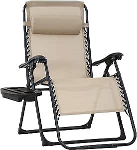 FDW Outdoor Patio Anti Chair XL Oversized Zero Gravity, Tan