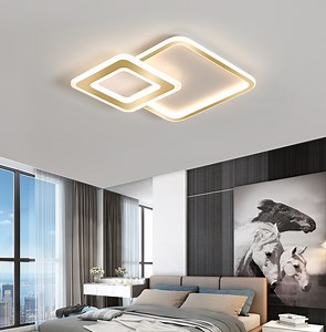 [Hot Item] 2024 Lámparas de Techo LED Modernas Simples para Sala de Estar Nórdica, Lámpara de Techo Rectangular Dorada para Niños