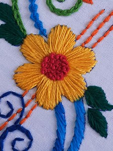 Basic two stitch combination flower hand embroidery tutorial class for brginners #handembroidery #craft #sewing #BasicStitch | Rup Embroidery