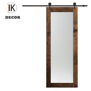 [Hot Item] Stained Knotty Alder Frame with Full Glazed Barn Door for Bathroom