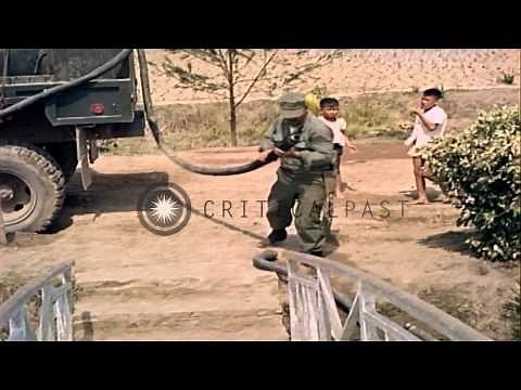 United States marines dig fox holes in Vietnam HD Stock Footage