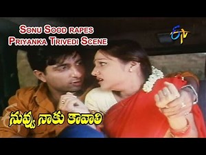 Nuvvu Naaku Kavali Telugu Movie | Sonu Sood rapes Priyanka Trivedi Scene | Ajit | ETV Cinema