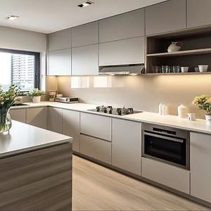 [Hot Item] Custom Design Cupboard Furniture Oak Solid Wood Kitchen Cabinets with Wine Cabinet