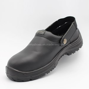 [Hot Item] Full Grain Leather Work Safety Shoes for Chef Kitchen Slippers