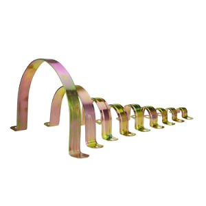 [Hot Item] Yellow Electro-Galvanized Steel Two Hole Strap Fixing U Pipe Clamps
