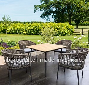 [Hot Item] Outdoor Rattan Patio Wicker Contemporary Teak Dining Table Sets Furniture