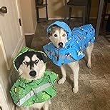 DELIFUR Large Dog Raincoat - Waterproof Dog Rain Poncho Adjustable Double Layer Rain Jacket with Hood for Medium Large Dogs Designed with Leash Hole Reflective Strip(Purple Duck, Medium)