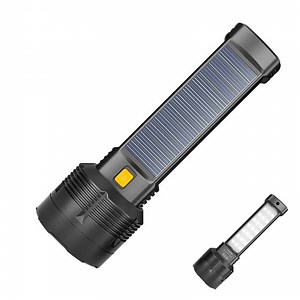 [Hot Item] Rechargeable Solar Powered Flashlight LED Tactical Flashlight USB Charging Powerful Handheld Flashlights for Emergencies Camping