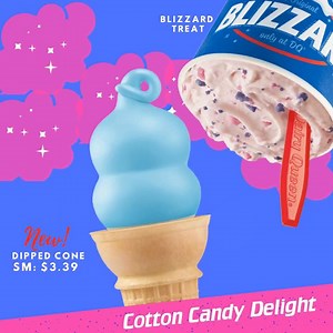 Cotton Candy lovers....  DQ has the ultimate #CottonCandyDelight  for you! Get yours today, available as a dipped cone or blizzard treat! #DQ242DippedCone #DQ242BlizzardTreat #DQ242HappyTastesGood | Dairy Queen | Facebook