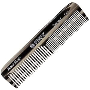 Kent OT Black Graphite Pocket Comb - Handmade Fine and Wide Tooth Hair Comb for Men, Women, and Kids - Travel, Beard, and Mustache Comb - Saw Cut and Hand Polished Made in England
