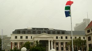 South African flag. South Africa. Flag of South Africa in the shape of a clenched fist, heart and African continent