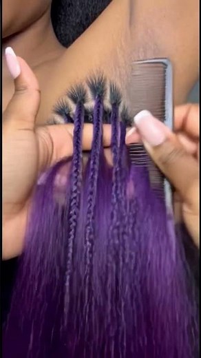 Purple transformation! 💜 thick armpit hair into stunning purple braids