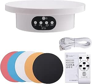Motorized Rotating Exhibition Stand,360 Degree Electric Rotating Turntable with USB Cable and Remote Control for Photography Products Display