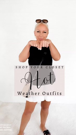 🥵 Shop your closet for Hot Weather outfits. Which of these outfits do you think YOU can recreate from your own closet: 1 2 or 3?📲 Shop your closet FIRST. But if you need to supplement your wardrobe with any of these items, shopping link in comments. For the women in our community that are in the blazing hot parts of North America, here are some DIY outfits that you should be about to recreate from your own closet. The items don’t have to be exact. Rather, use these tips and color palettes to g