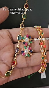 Multicolored Stone Chain Color Combo #navaratnanecklace #navaratnachain #navaratnajewelry #Multicoloredchain #long chains | Advaita - Handcrafted Jewellery