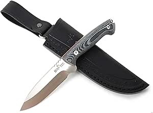 JEO-TEC Nº11 Bushcraft Survival Fixed Blade Neck Knife - MOVA Stainless Steel - Sheath - Handmade (Micarta + Leather Sheath)