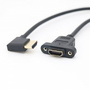 [Hot Item] 90 Degree HDMI Male to Female Panel Mount Extension Cable Locking Screw HDMI Female to Male Panel Mount Cable