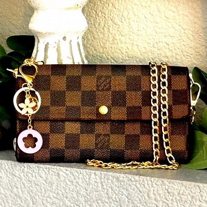 Louis Vuitton Vintage Damier Ebene Canvas Sarah Wallet converted Crossbody