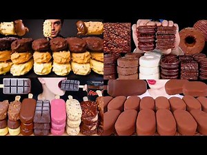 🍫CRUNCHY CHOCOLATE ICE CREAM MUKBANG🍦 | Best Satisfying Eating Sounds ASMR Compilation 🤤🎧by N.F