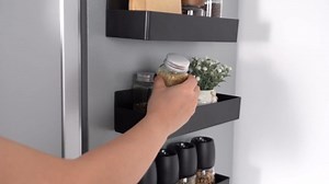 Mystozer Magnetic Spice Rack for Refrigerator, Kitchen Organizer and Storage Shelf, Wood Red (4 Pack)…