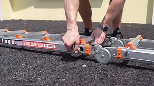 Telescoping A-Frame Ladder with Wheels & Stabilizer Bar - 17FT Folding Extension Ladder, 330lb Security Load Multi Position Ladders for Stairs Home Indoor Outdoor Roof