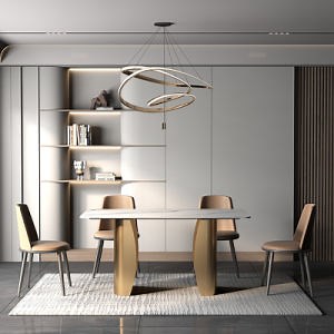 [Hot Item] Italian Modern Dining Tables Hotel Furniture Marble Golden Restaurant Dining Set