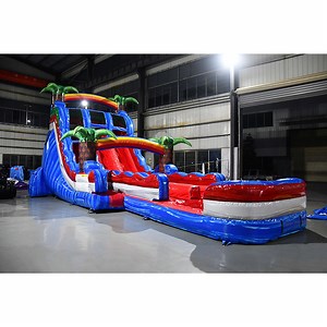 [Hot Item] Waterslide Commercial PVC Palm Tree Inflatable Water Slide for Kid Inflatable Slide with Pool Wet or Dry Slide Adult for Sale